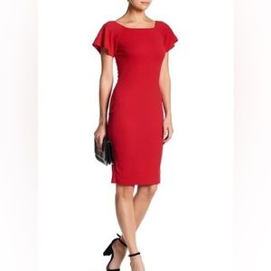 Green* NWOT Love Ady Ruffle Sleeve Midi Bodycon Dress